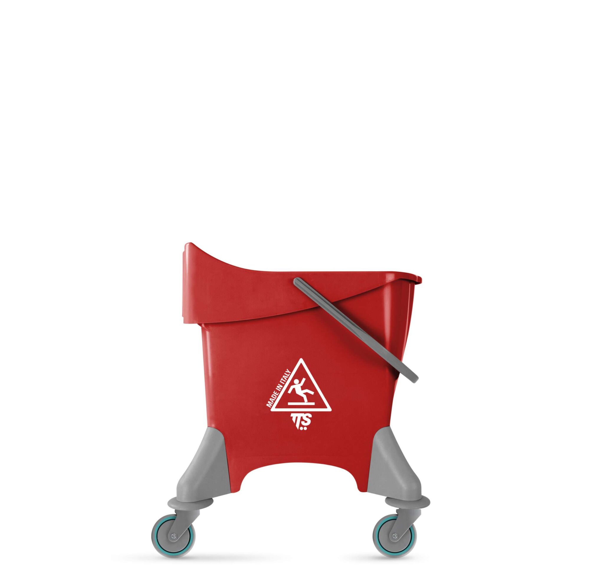 30L Mop Bucket with Wringer Red with ergonomic design that saves space and freight cost. It is designed for cleaning medium to large areas in commercial settings where it is necessary to rinse the mop. Mop Bucket with Wringer Red