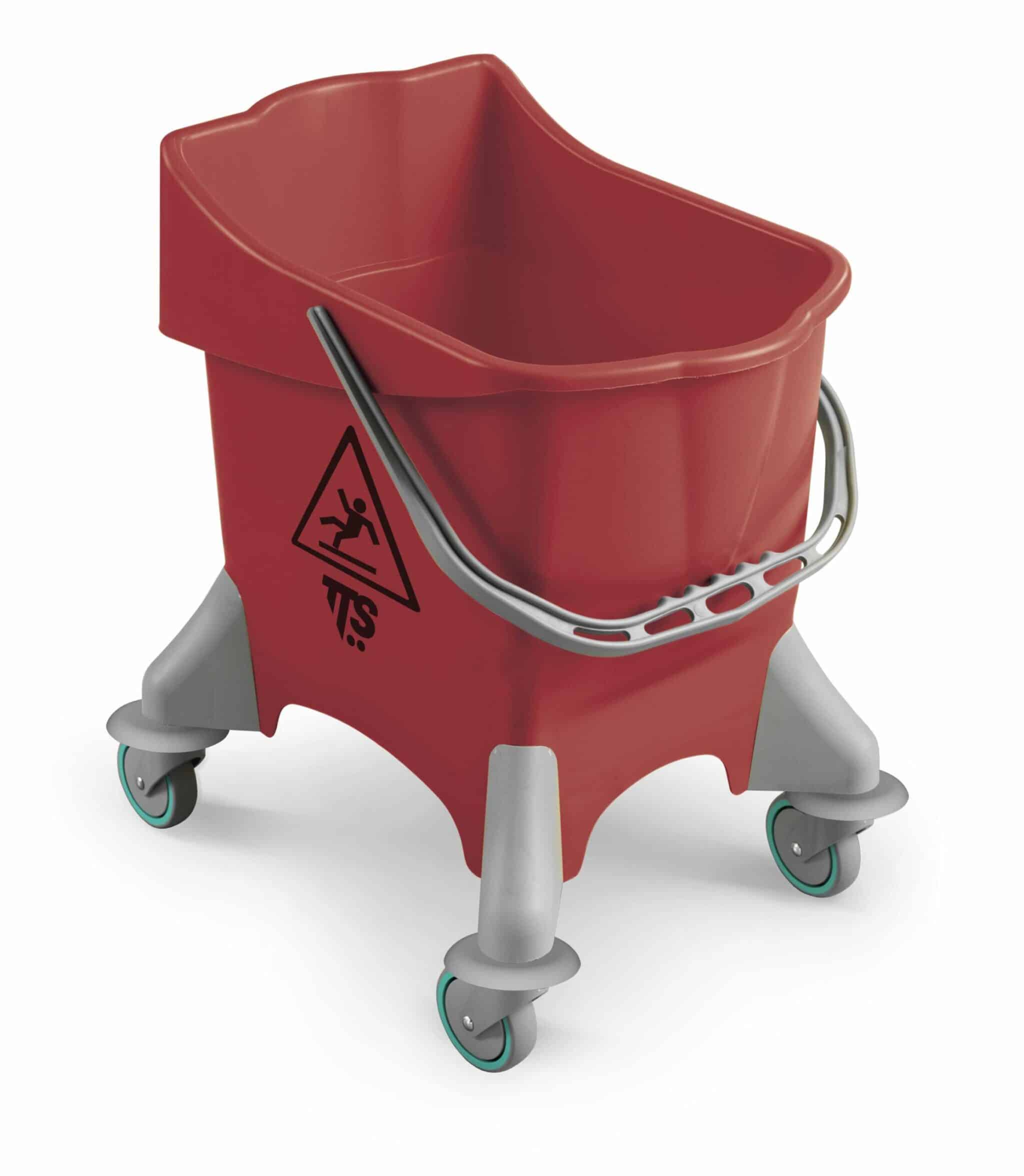 30L Mop Bucket with Wringer Red with ergonomic design that saves space and freight cost. It is designed for cleaning medium to large areas in commercial settings where it is necessary to rinse the mop. Mop Bucket with Wringer Red