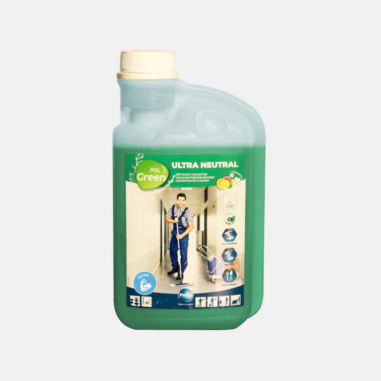Ultra-concentrated Eco Floor Cleaner with low foaming is for regular cleaning of glossy floors(glazed porcelain, thermoplastic floors, protected linoleum, and modern surfaces). It leaves a pleasant fruity scent. It is approved for use on surfaces that contact food. Pollet PolGreen Ultra Neutral Eco Floor Cleaner- 1 Litre (6 Pack)