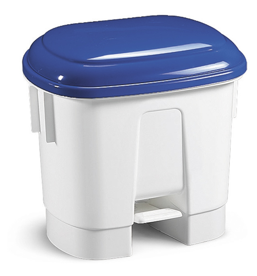 30L Kitchen Bin Blue with odor-eliminating cartridge & bag tightener. This plastic pedal bin is made with rounded corners which prevents damage. The Designed pedal bin disposes & encourage waste separation- 360 x 470 x 510 mm. Insert a garbage bag (70x40 cm for 30L version) Derby 30L Kitchen Bin Blue