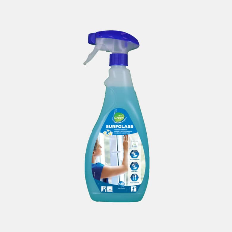 <span dir="ltr" role="presentation">Ready-to-use</span> Glass Surface Cleaner Spray <span dir="ltr" role="presentation">cleaner</span> <span dir="ltr" role="presentation">for cleaning </span><span dir="ltr" role="presentation">glass and other washable surfaces. </span><span dir="ltr" role="presentation">This extremely efficient cleaner makes dirt removal </span><span dir="ltr" role="presentation">effortless. PolGreen Surfglass is alcohol-based, which </span><span dir="ltr" role="presentation">enables rapid drying of the surfaces. Ensures shine </span><span dir="ltr" role="presentation">without any traces. </span><span dir="ltr" role="presentation">Food contact approved</span> Glass Surface Cleaner