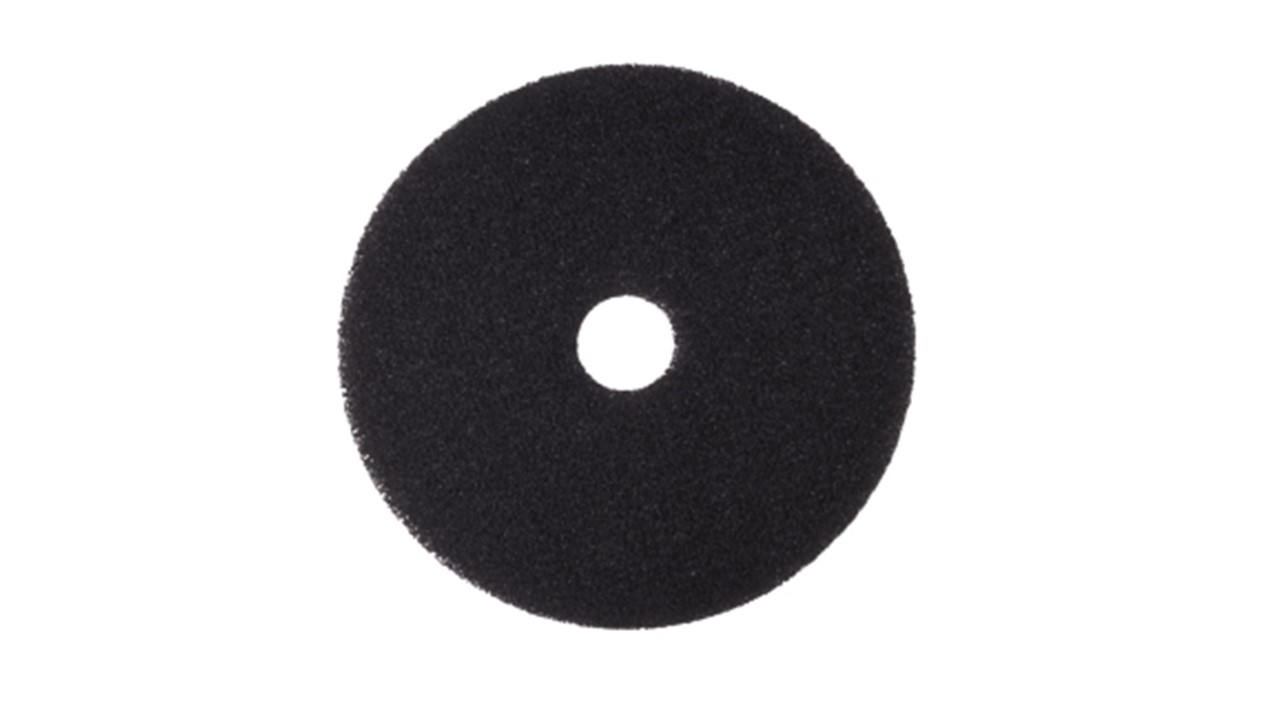 • Floor Stripping Pads • Black • 432mm (17") diameter • 5 pads per pack • Our floor stripping pads are for use with water based floor stripping solution to remove worn and soiled floor finishes or sealers • May also be used to clean heavily soiled hard surface floors, such as concrete, when used with proper cleaning solutions • For use on standard electric floor machines or automatic scrubbers 17" Black Stripping Pads x5