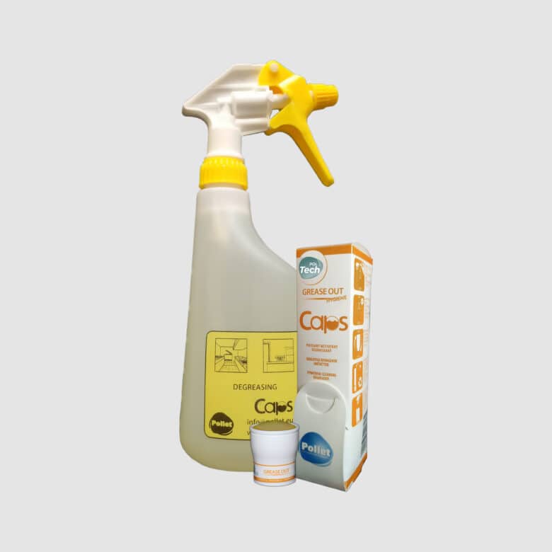 Discover the powerful PolTech Grease Out Caps, the ultimate degreasing cleaner for food contact surfaces and beyond. With its concentrated formula, it swiftly eliminates mineral and vegetable grease stains, leaving your kitchen sparkling clean. Trust in Western Hygiene's commitment to quality and compliance for a safe and hygienic environment. Choose PolTech Grease Out Caps today for unmatched performance and peace of mind. Pollet PolTech Grease Out Caps (4 x 4 caps)- Powerful Degreasing Performance
