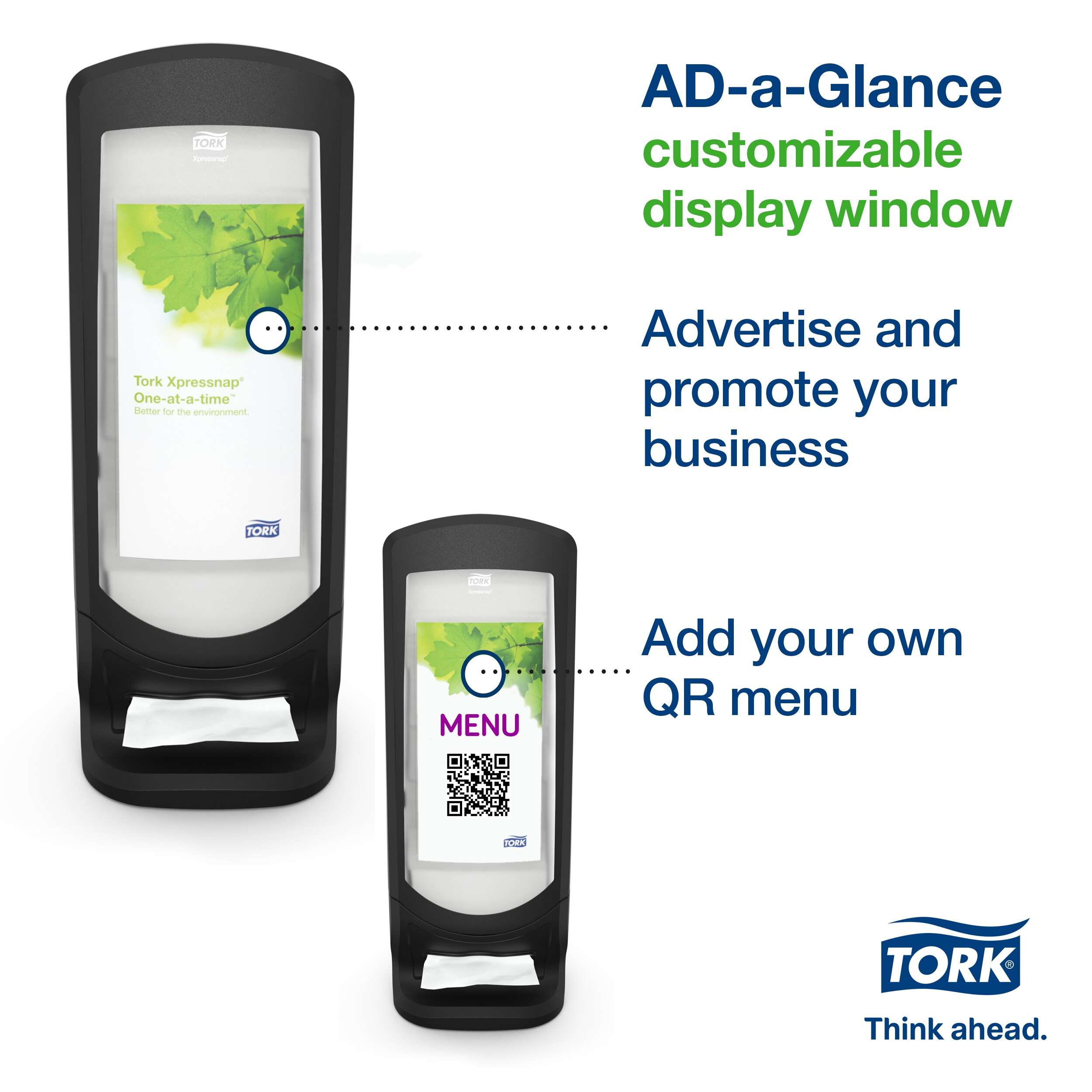 This modern dispenser delivers napkins one at a time, improving hygiene and reducing consumption by at least 25% compared to traditional napkin dispensers. The wall-mounting feature allows for quick, permanent installation. Design: Signature line. W 23.5cm. H 62.2cm. D 23.5cm. Material: Plastic. Colour: Black. Suitable for N4 refills from Tork. Tork Xpressnap® Stand Napkin Dispenser Black N4