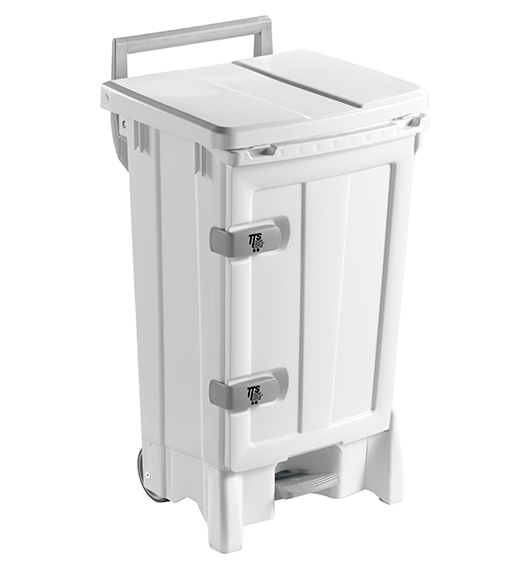 • Polypropylene bin with front door to help operator while emptying & cleaning inside bin • Shock-resistant with rounded corners and smooth surfaces for easy outside cleaning • Ergonomic handle and non-marking wheels • White bin with white lid • 90 litres • Size - 480 x 520 x 930 mm Open Up Derby Bin 90L White Lid x1