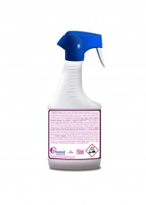 Powerful pre-treatment stain remover for textiles. Effectively lifts organic and inorganic stains while enhancing detergent performance. Citrus scent. 750ml spray. <p style="margin-top:1;"><strong style="color:#9d2235;">Note: This product may be subject to a 2-week lead time.</strong></p> ThomilMatic D-Matic